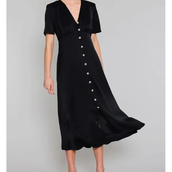 MELLODAY Crystal Button Satin Midi Dress - Picture 1 of 8